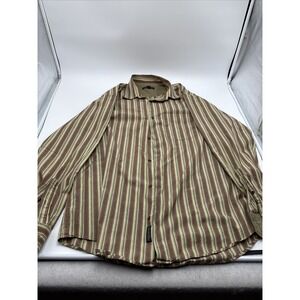 Banana Republic Men's Long Sleeve Button Up‎ Shirt Size Large Brown Stripes